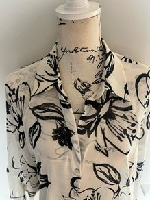Zara Print Sheer Blouse