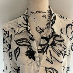 Zara Print Sheer Blouse