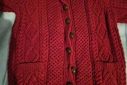 Aran Cardigan Ruby Red