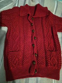 Aran Cardigan Ruby Red