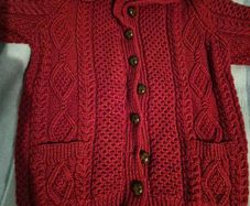 Aran Cardigan Ruby Red