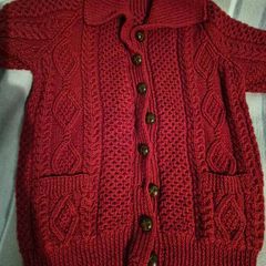 Aran Cardigan Ruby Red