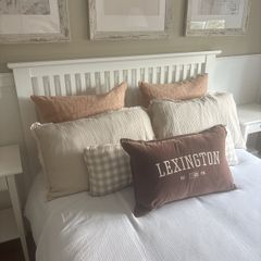 Lexington cushion bolster check and two 60 by 60 back