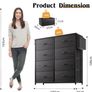 Fabric Chest of Drawers - Canvas Storage Unit with 8 Large Drawers Label Cards, Side Pocket & Hook for Living Room, Hallway, Bedroom Image 7