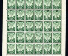 Australia 1946 Peace Stamp - Complete Half Sheet of 30 Stamps - Mint Never Hinged