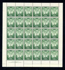Australia 1946 Peace Stamp - Complete Half Sheet of 30 Stamps - Mint Never Hinged