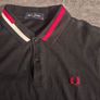 Fred Perry Bold Stripe Collar Polo Shirt Mens Medium Black Red White Image 2