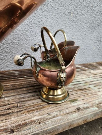 Vintage copper and brass coal helmet +2