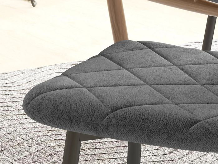 Set 4 velvet Dining Chairs with backrest, velvet-look upholstered chairs with metal legs, for dining table, gray