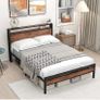 Double Bed Frame with Storage Wooden Headboard Image 9