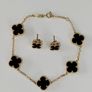 Gold Black Clover Flower Bracelet Image 2