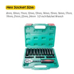 BRAND NEW 1/2Inch Drive Hex Impact Socket Set