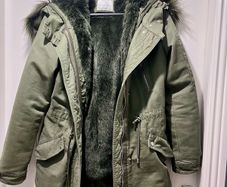 Bershka Green coat with fur lining