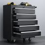 5-Drawer Tool Chest with Wheels, Steel Lockable Tool Storage Cabinet with Handle, 2 Keys for Garage, Workshop, Black Image 7