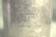 Vintage English Breakfast Tea  Engraved Round Silver Plated Container