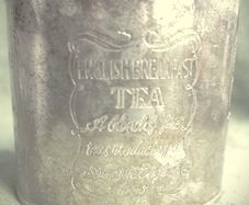 Vintage English Breakfast Tea  Engraved Round Silver Plated Container