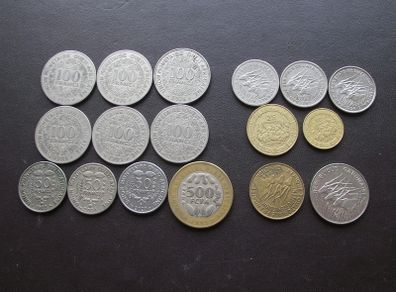 Central African States & West African States & Gabon & Cameroon. A Lot of 17 coins (1975-2020)