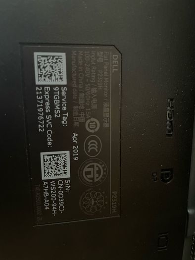 Computer screen Dell P2319H