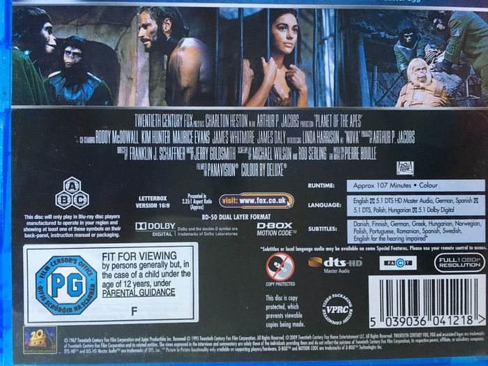 Planet Of The Apes [1968] Charlton Heston, Roddy McDowall, Kim Hunter, Maurice Evans, James Whitmore, James Daly & Linda Harrison [Blu-ray Movie]