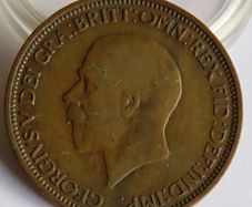 1934 Halfpenny George V bronze coin