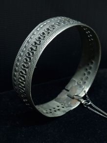 Antique Ethnic Silver Bracelet  Low Grade Silver  Unique Piece