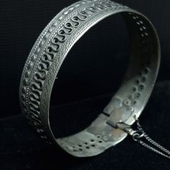 Antique Ethnic Silver Bracelet  Low Grade Silver  Unique Piece