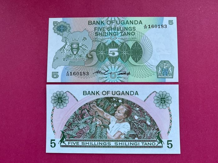 Uganda  5 Shillings  1982  Pick 15a  ( Uncirculated )