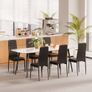 Modern Dining Room Accent Chairs Set of 6, Upholstered Leather Side Chair for Dining Tables, Space-Saving Kitchen Table Chair with Thick Cushions and Metal Legs, Black Image 2
