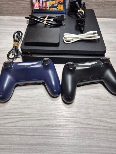 Sony PlayStation 4 Slim 500GB + 2TB HDD Console PS4, GTA 5 And Two Controllers