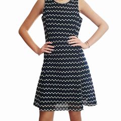 Karl Lagerfeld crochet striped fit-and-flare dress