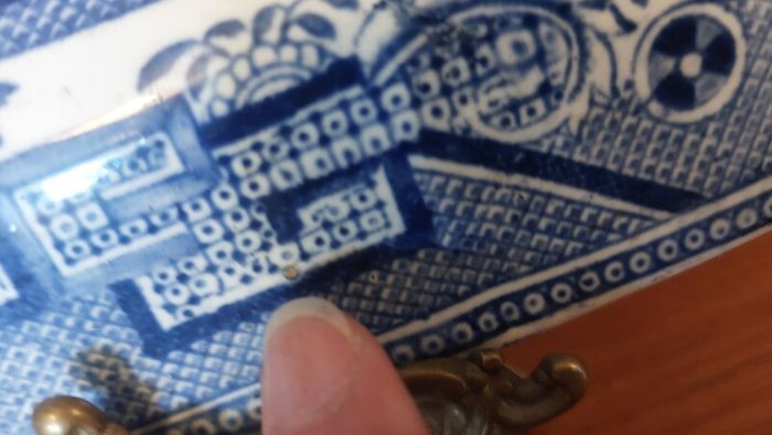 Beautiful Antique Blue and White Transferware Willow Pattern Large Platter, Unknown Maker, Circa 1860's, Most Likely Staffordshire Made