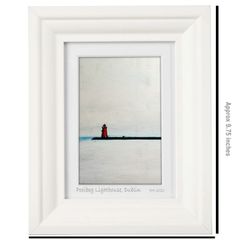 Grey Day, Poolbeg Lighthouse, Dublin, A6 framed print by artist Helen Mathews
