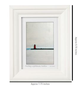 Grey Day, Poolbeg Lighthouse, Dublin, A6 framed print by artist Helen Mathews