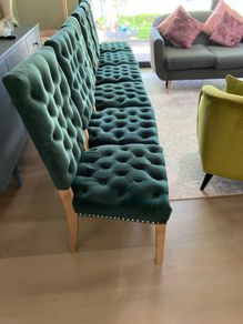 Forest Green Velvet Deep sprung Dining Chairs  x6