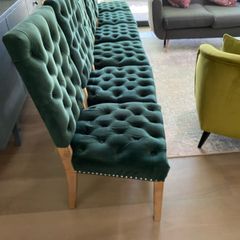 Forest Green Velvet Deep sprung Dining Chairs  x6