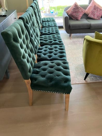 Forest Green Velvet Deep sprung Dining Chairs  x6