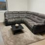 Grey suede corner recliner sofa couch Image 3