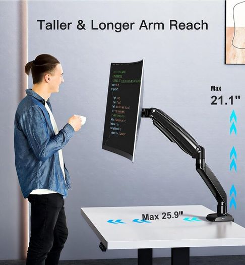 Pair of HUANUO Gas Spring Monitor Mounts 13-49 Screens / Ultrawide Compatible
