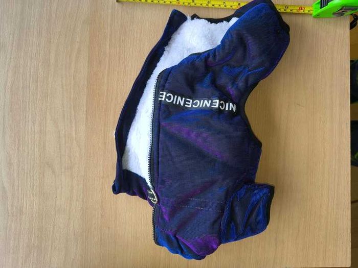 Warm Pet Jacket. Holographic, Faux Fur Lined (XS-S) Water-resistant
