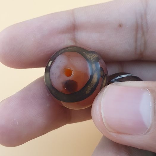 Vintage Etched Carnelian Agate Beads Tribal Gemstone Lot of 3