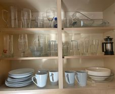 Full set of plates and glasses