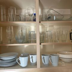 Full set of plates and glasses