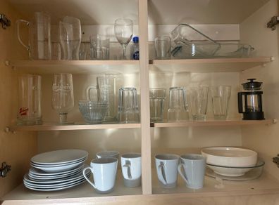 Full set of plates and glasses