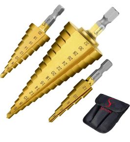 3PCS HSS Step Bits Set High Speed Steel Step Drill Bits Set - (4-12mm, 4-20mm and 4-32 mm) Cone Drill Bits Hole Cutter for Wood Stainless Steel Sheet Metal (FREE POSTAGE)