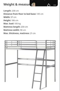 Metal loft bed, Single (Ikea) FREE