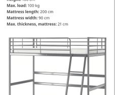 Metal loft bed, Single (Ikea) FREE