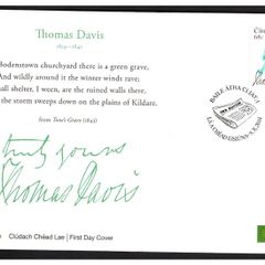 2014 Ireland Birth Centenary of Thomas Davis (Founder of the Young Ireland Movement) Commemorative Stamp An Post First Day Cover (FDC) Dublin Cancel