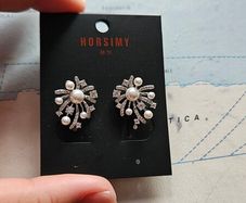 Horsimy Faux Pearl Diamante Fireworks Earring