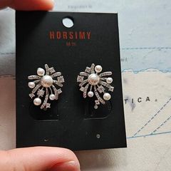 Horsimy Faux Pearl Diamante Fireworks Earring