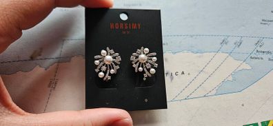 Horsimy Faux Pearl Diamante Fireworks Earring